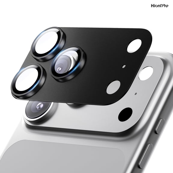 [2 Pack] Hionly Compatible with iPhone 17 Pro Camera Lens Protector - [Not Easy to Break][Case-Friendly][Strong Adsorption] Metal Tempered Glass Rear Camera Screen Cover - Black