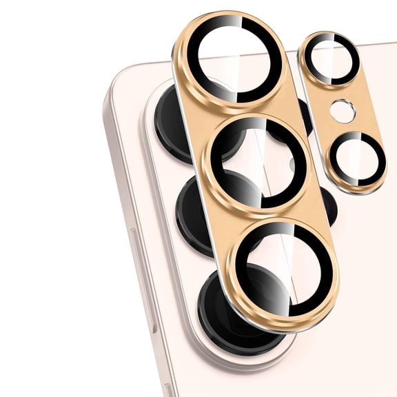 [2 Pack] Hionly for Samsung Galaxy S26 Ultra Camera Lens Protector, [Full Coverage Metal][Military Grade Shatterproof] 9H Metal Tempered Glass Camera Screen Cover (Gold)