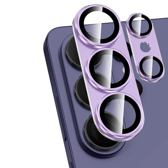 [2 Pack] Hionly for Samsung Galaxy S26 Ultra Camera Lens Protector, [Full Coverage Metal][Military Grade Shatterproof] 9H Metal Tempered Glass Camera Screen Cover (Purple)