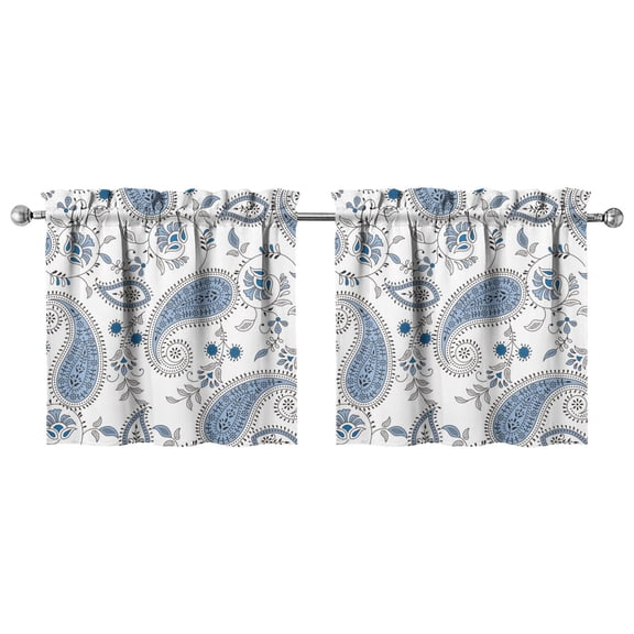 2 Pack Hippie Floral Kitchen Curtains 27.5x24 Inch, Retro Abstract Tier Curtains with 1" Header, Colorful Tribal Window Treatment