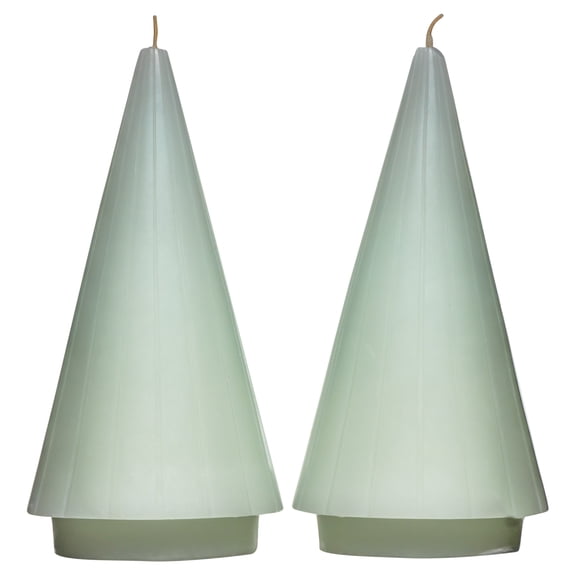 2-Pack Holiday Time Figural Everyday Modern Tree Candle, Cone-Shaped, Almost Aqua Color, Unscented