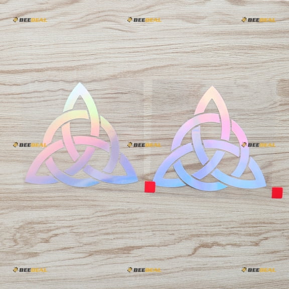 2 Pack Holographic Iridescent, 4 Inches - Celtic Trinity Knot Symbol Decal Sticker Vinyl - for Car Boat Laptop Die Cut No Background