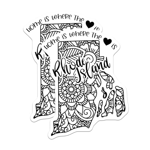 (2 Pack) Home is Where The Heart is Magnets Magnets - Rhode Island - State Outline - 5" On Longest Side - Made in USA - Sticks to Refrigerators & Metal Surfaces - MAG9089