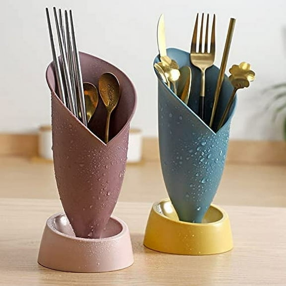 2 Pack Home Kitchen Utensil Holder Blue Pink