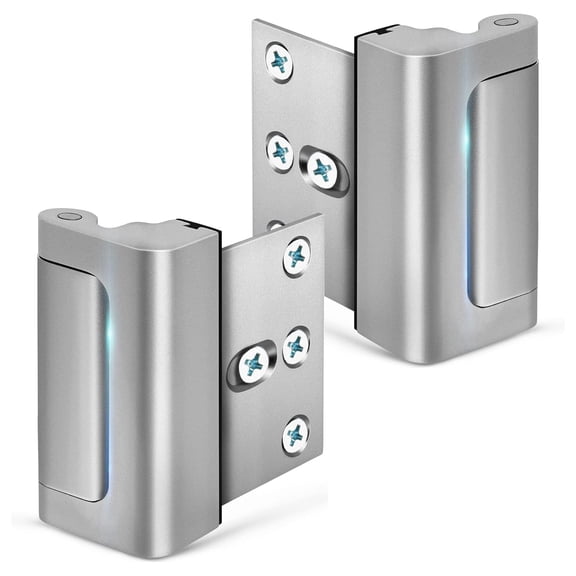 2 Pack Home Security Door Lock, Childproof Door Reinforcement Lock with 3 Inch Stop Withstand 800 lbs for Top Front Inward Swinging Door, Upgrade Flip High Night Lock to Defend Your Home Kids
