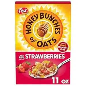 2 Pack Honey Bunches of Oats Strawberry, Heart Healthy, Low Fat, made with Whole Grain Cereal, 11 Ounce