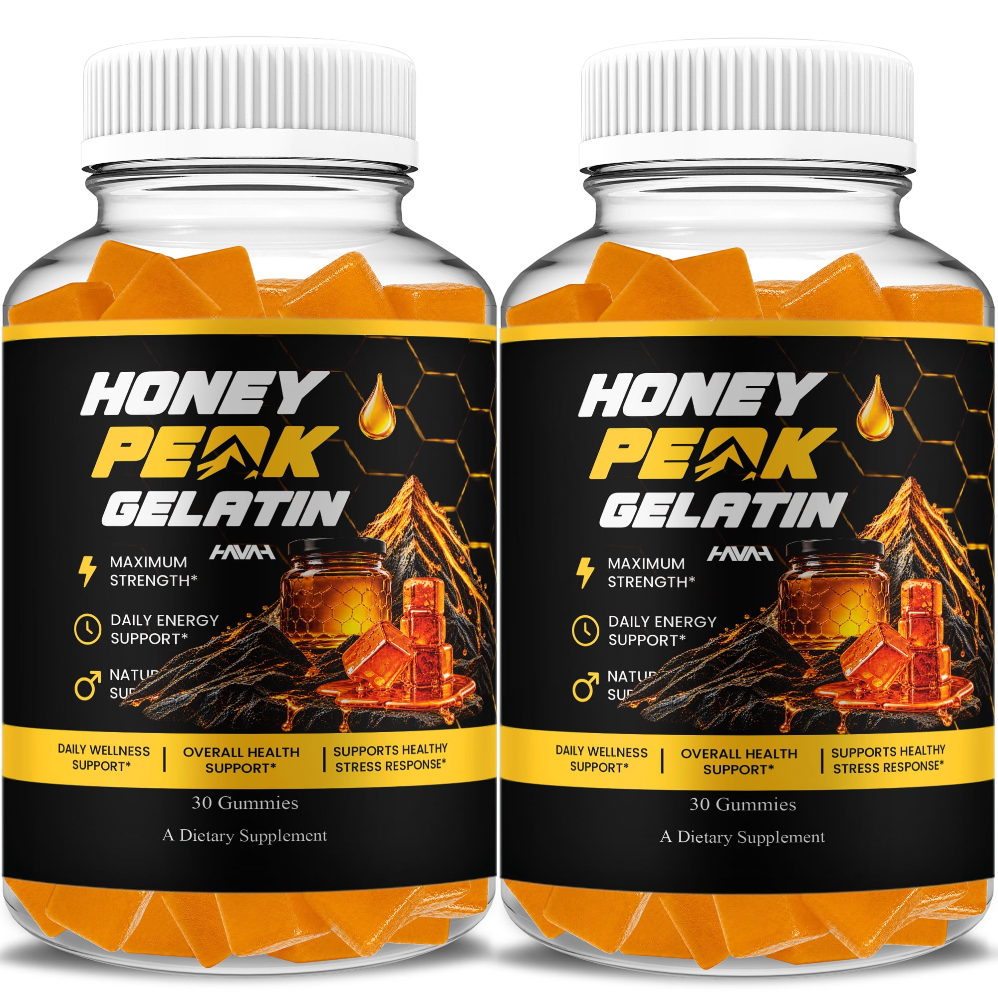 (2 Pack) Honey Peak Gelatin Daily Support, HoneyPeak Maximum Strength (60 Gummies)