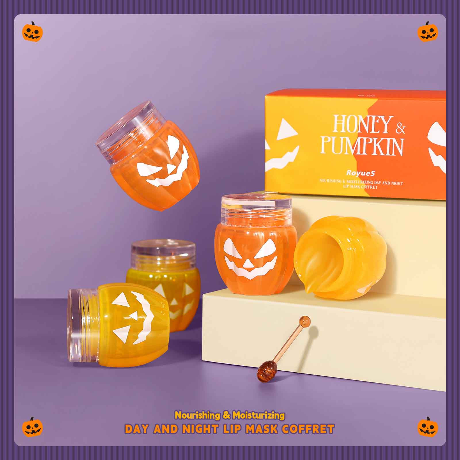 2 Pack Honey & Pumpkin Lip Balm Bundle,Nourishing & Moisturizing Day