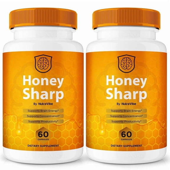 (2 Pack) Honey Sharp  Daily Formula with a Natural Blend to Help Maintain Focus, Memory & Concentration | Clean, Gentle, Easy-to-Swallow Memory On Capsules for Everyday Sharpness (120 Capsules)