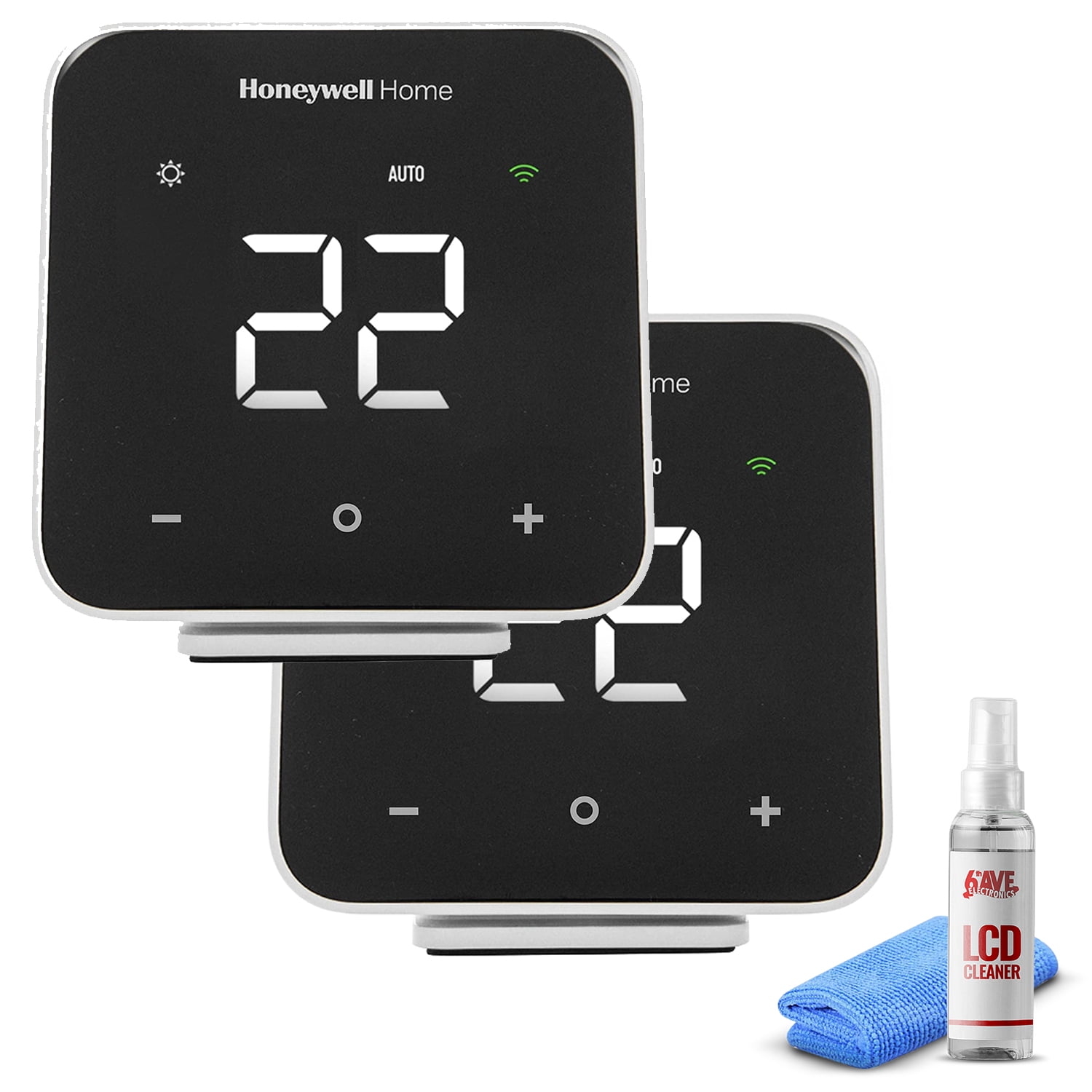 2Pack Honeywell D6 Pro WiFi Ductless Controller Black + LCD Cleaner