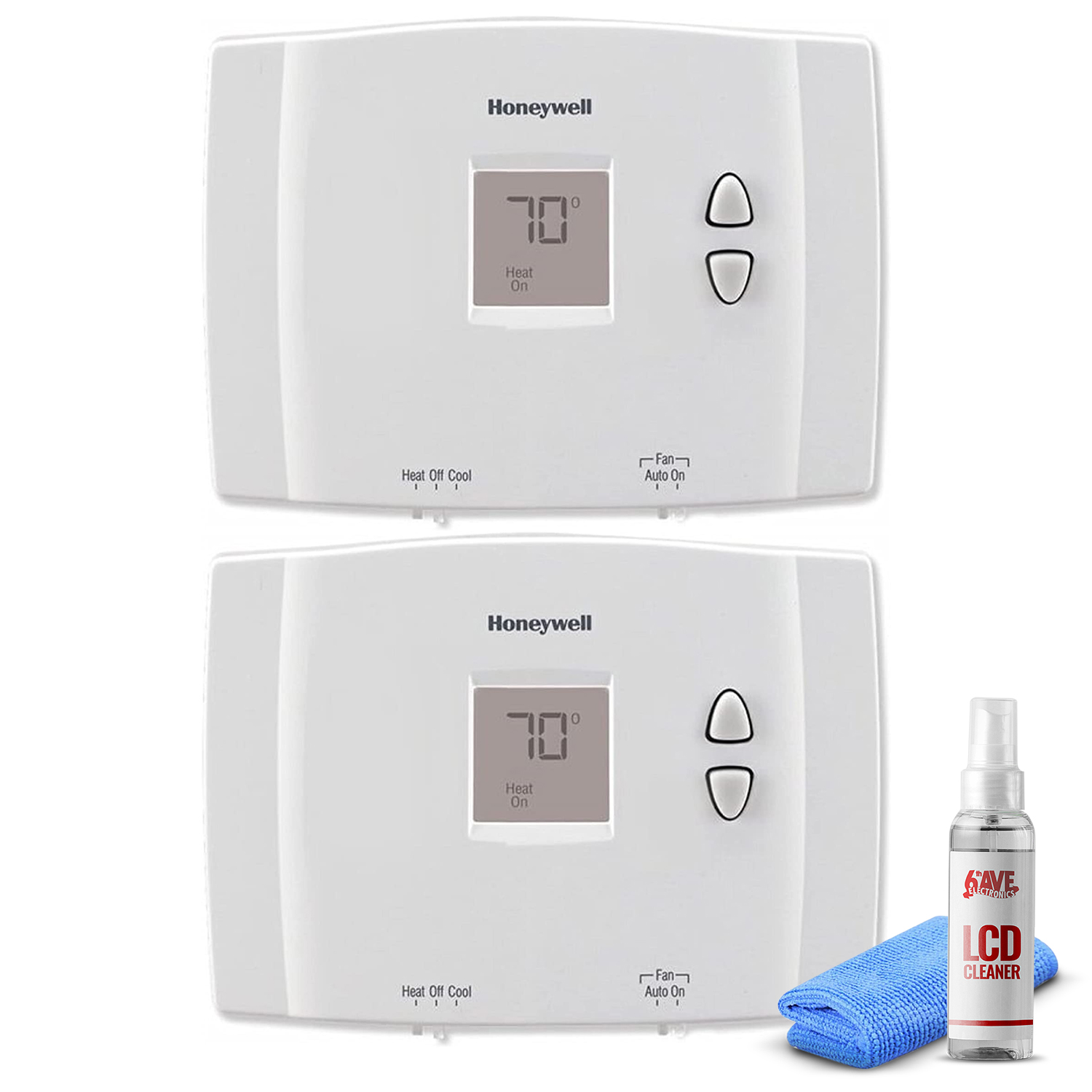 2Pack Honeywell RTH111B1024 Digital NonProgrammable Thermostat + 2