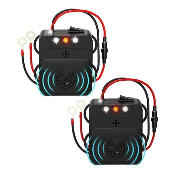 2 Pack Under Hood Rodent Repeller, Professional Mouse Repellent, Ultrasonic 12V Car Pest Repeller Squirrels, Pack Rat Deterrent for Cars Trucks RV Engine Bay Warehouse Attic
