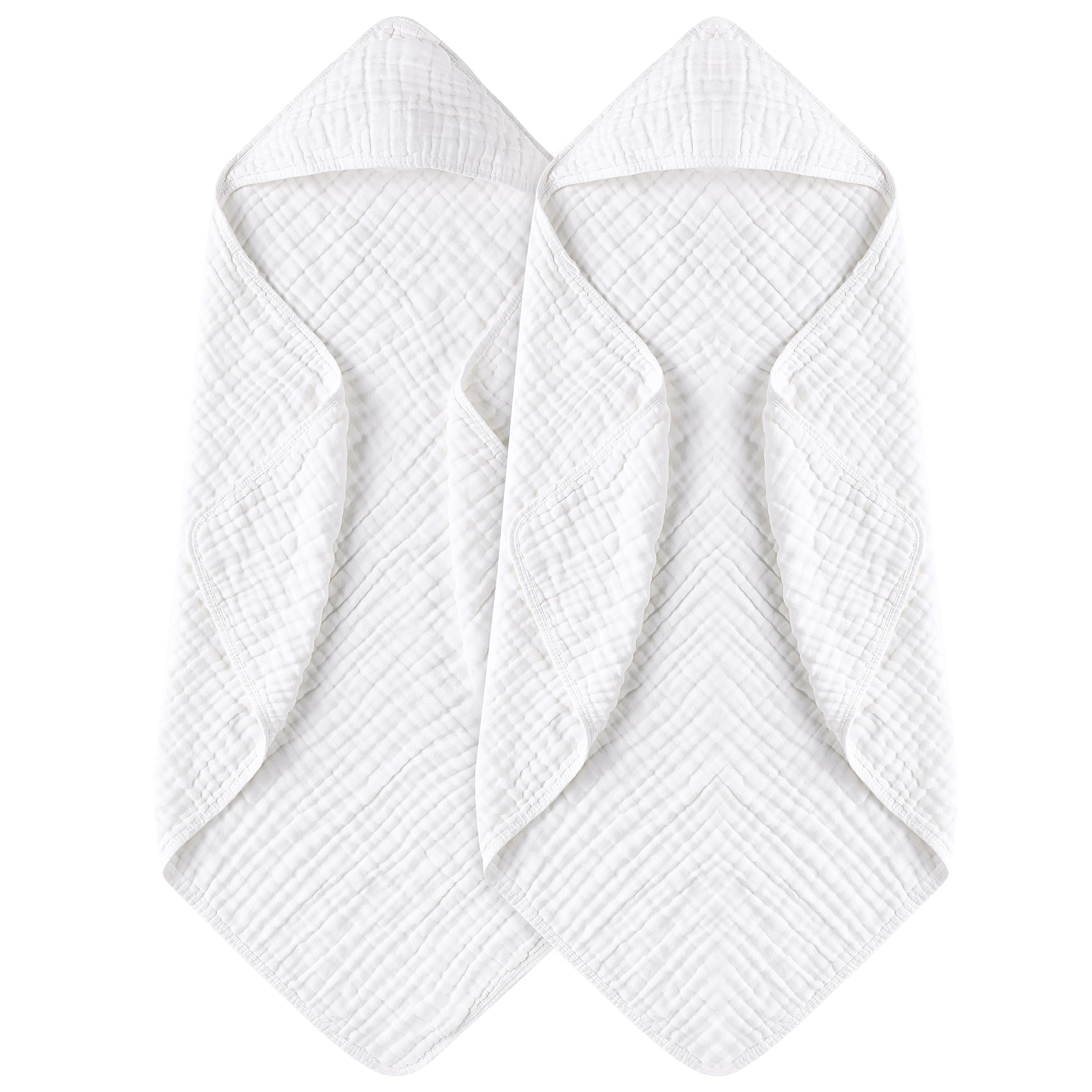 2 Pack Hooded Baby Towels - 100% Muslin Cotton for Newborns, Infants ...