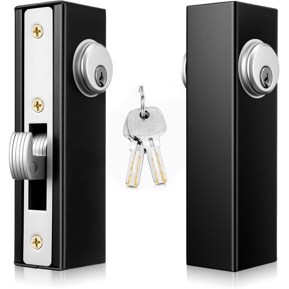 2 Pack Hook Bolt Mortise Lock Weldable Steel Hook Lock 1-1/8" Backset Keyed Sliding Gate Locks Metal Gates Locks Single Cylinder for Rolling Gate Sliding Door Commercial Residential
