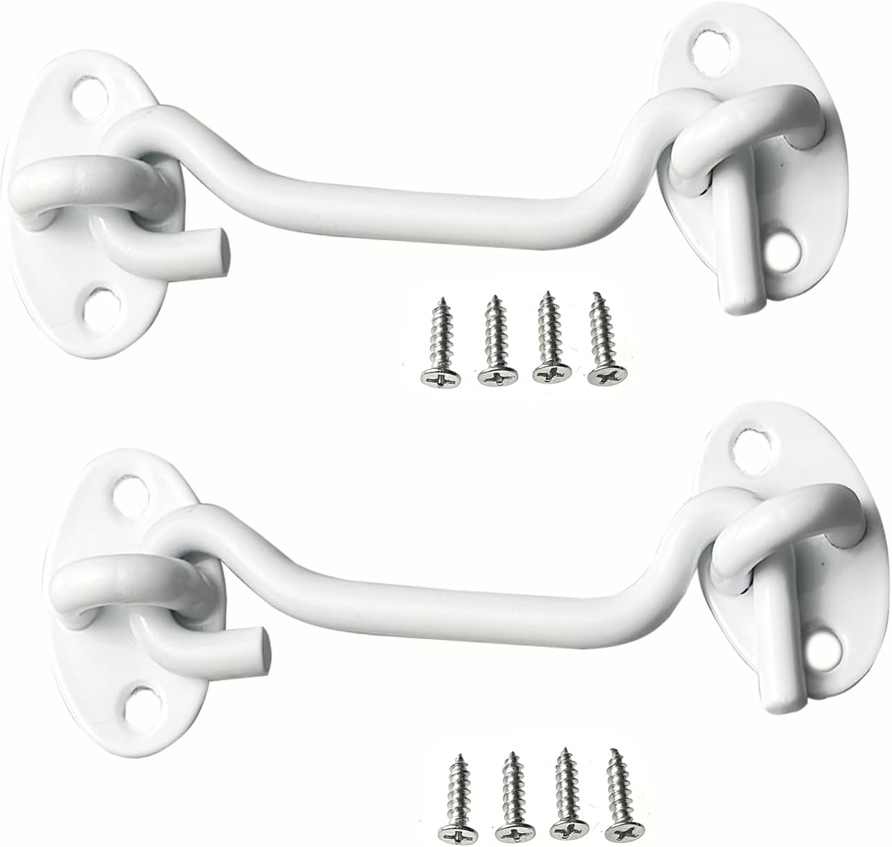 GOLD DEER 2-Pack 4 Inch Stainless Steel Hook & Eye Latches - Heavy Duty Black Door Lock For Barn, Sliding, & Cabinet Doors