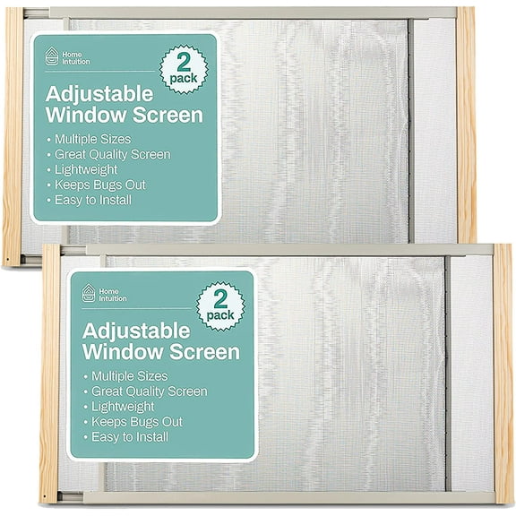 2-Pack Horizontal Adjustable Window Screen 21-37 inches Wide, (7 Inch High)
