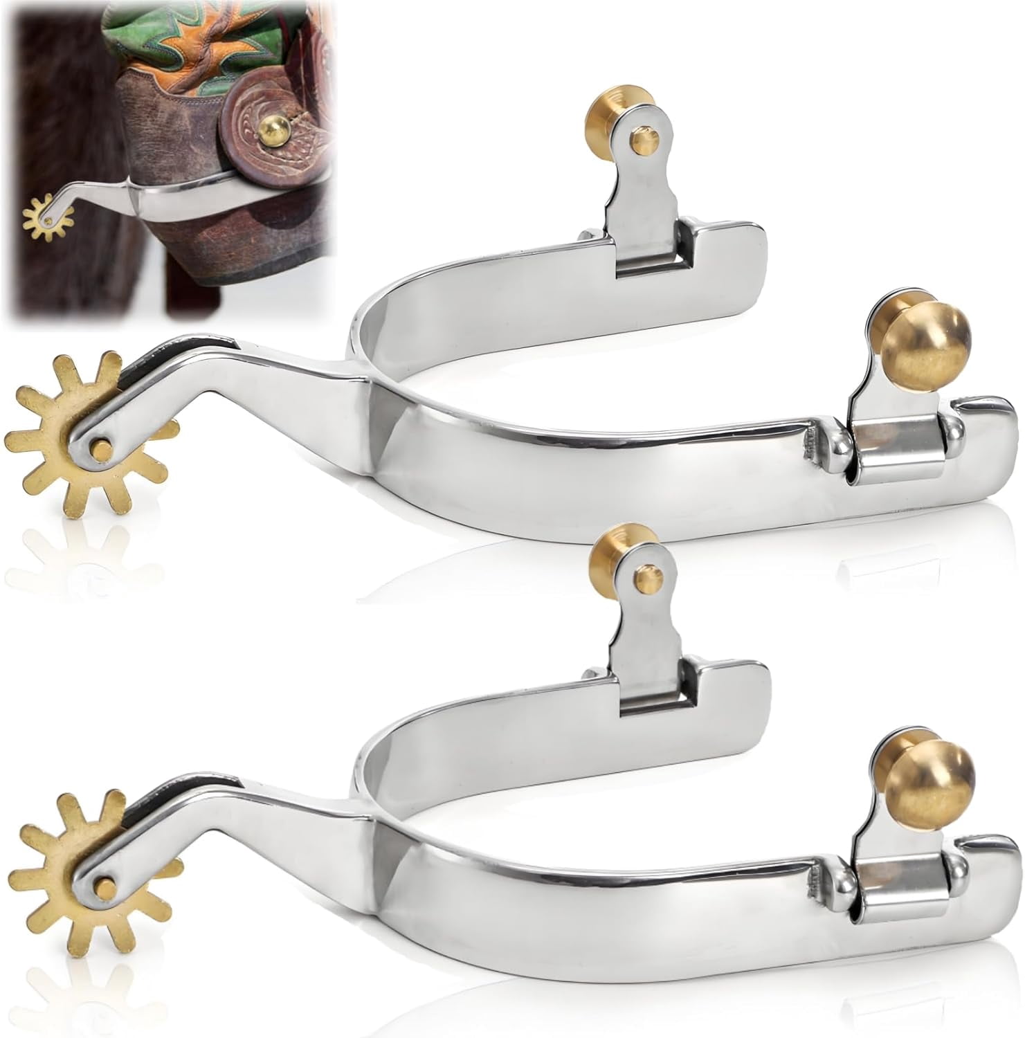 2 Pack Horse Spurs, Stainless Steel Stylish Boot Spurs with Gear Copper ...