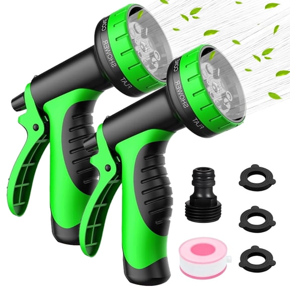 Hose Nozzles 2 Pack, KIMHY Garden Sprayer with 10 Patterns, Extra 3 Rubber Washers, High Pressure Water Hose Nozzle with Flow Control for Garden & Law