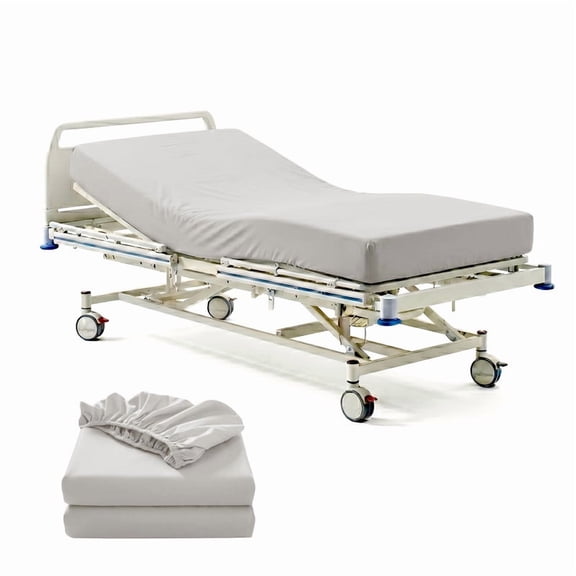 2-Pack Hospital Bed Fitted Sheets, Standard Size 36" x 80" x 14" Deep Pocket, 100% Egyptian Cotton, 300 Thread Count, Elastic All Around, Aqua-Blue Solid