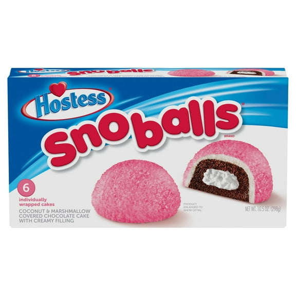 2 Pack - Hostess Snowballs Cupcakes Chocolate Coconut & Marshmallow Covered 6 Count 10.5 oz Package May Vary