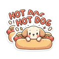 thumbnail image 1 of (2 Pack) Hot Dog Funny Punny Stickers - Dog Lover - Dog Mom Dog Dad - Cute Puppy Sticker - 5 Inches On Longest Side - Premium Vinyl - for Cars, Skateboards, Laptops - Made in USA - BMCS1343, 1 of 7