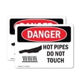 thumbnail image 1 of (2 Pack) Hot Pipes Do Not Touch OSHA Danger Sign 18 Inch X 12 Inch Vinyl Label Decal Sticker Weather Resistant, UV Protected for Workplace, Business, and Construction Site, Made in the, 1 of 6