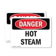 thumbnail image 1 of (2 Pack) Hot Steam OSHA Danger Sign 10 Inch X 7 Inch Plastic Sign, Weather Resistant, UV Protected for Workplace, Business, and Construction Site, Made in the USA, 1 of 8