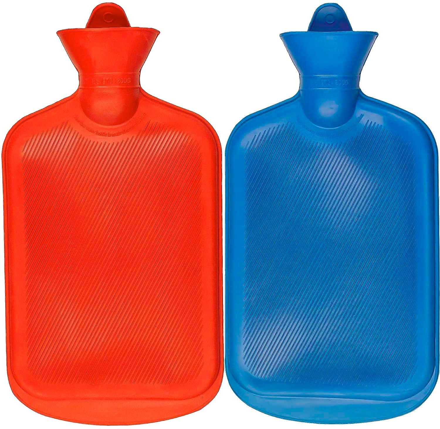 (2 Pack) Hot Water Bottles, 2 Liters/ 68oz Natural Rubber -BPA Free- Durable Large Hot Water Bag for Hot Compress and Heat Therapy, Pain Relief Heating Pad, Random Colors