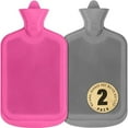 thumbnail image 1 of [2 Pack] Hot Water Bottles, 2L (68oz) Natural Rubber -BPA Free- Durable Large Hot Water Bag for Hot Compress and Heat Therapy, Pain Relief Heating Pad, (Pink & Gray), 1 of 9
