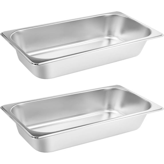 2 Pack Hotel Pans,1/1 Size 4" Deep,Anti-Jamming Steam Pan,Commercial Stainless Steel Pan, Steam Table Pans Full Size