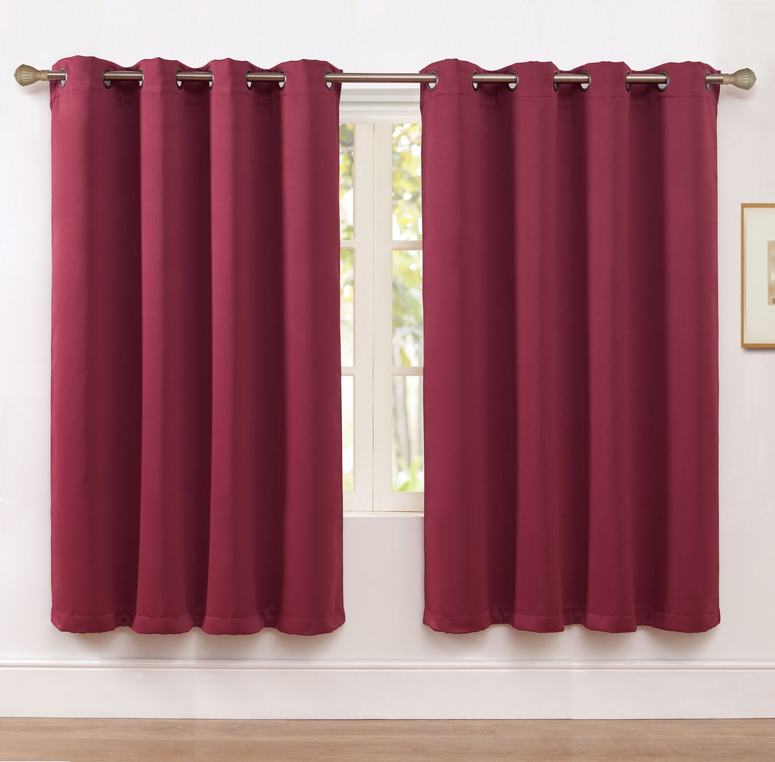 2 Pack: Hotel Thermal Grommet 100% Blackout Curtains - Burgundy, 63 in. Length