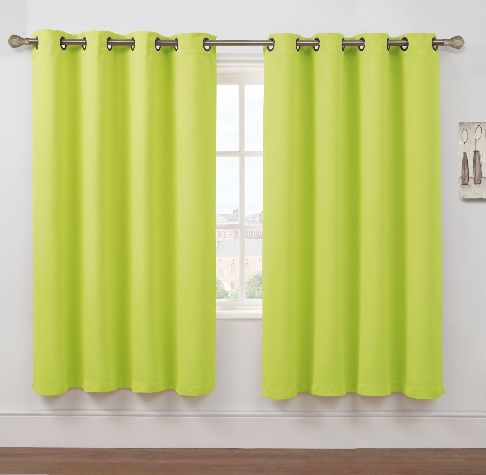 2 Pack: Hotel Thermal Grommet 100% Blackout Curtains - Lime, 63 in. Length