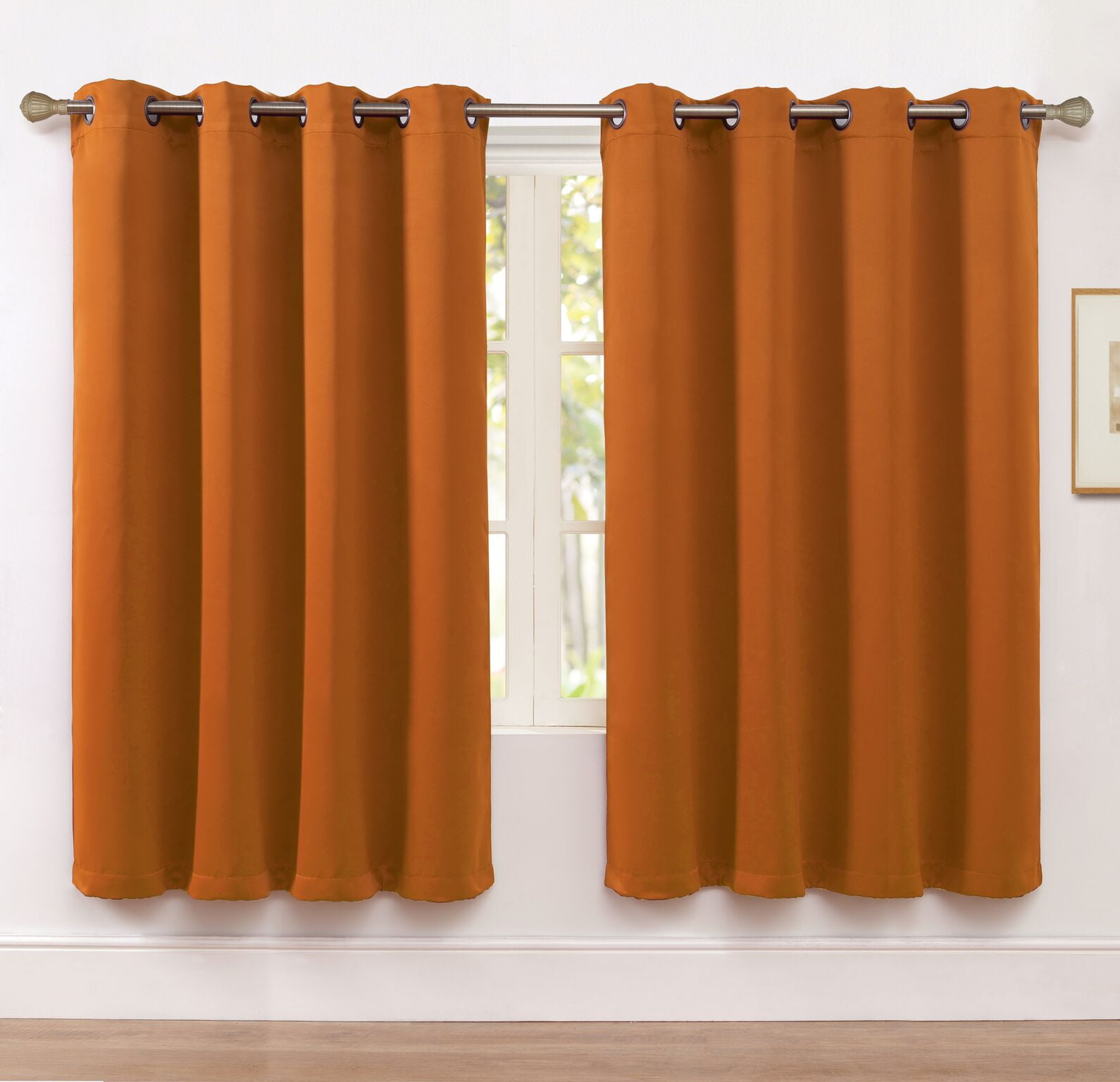 2 Pack: Hotel Thermal Grommet 100% Blackout Curtains - Orange, 63 in. Length