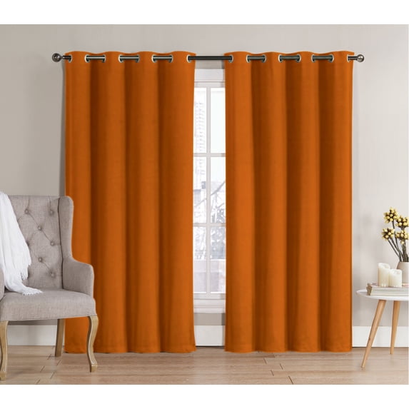 2 Pack: Hotel Thermal Grommet 100% Blackout Curtains - Orange, 84 in. Length