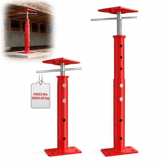 2 pack House Jacks for Leveling (19''-36'') - Adjustable Support Jack, 11023 lbs Capacity Each, Temporary Support for Leveling, Red