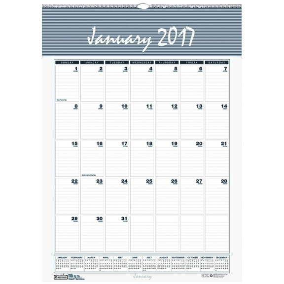 (2 Pack) House of Doolittle Recycled Bar Harbor Wirebound Monthly Wall Calendar, 12 x 17, 2018