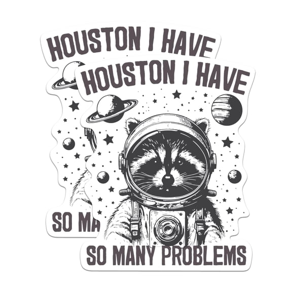 (2 Pack) Houston I Have So Many Problems Stickers - Funny Sarcastic Meme - 5 Inches On Longest Side - Premium Vinyl - for Cars, Skateboards, Laptops - Made in USA - BMCS1197