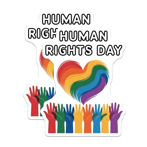 (2 Pack) Human Rights Day Stickers - Rainbow Heart - Equality Stickers - 5" On Longest Side - Sticks to Smooth Flat Surfaces - Made in USA - BMCS15298