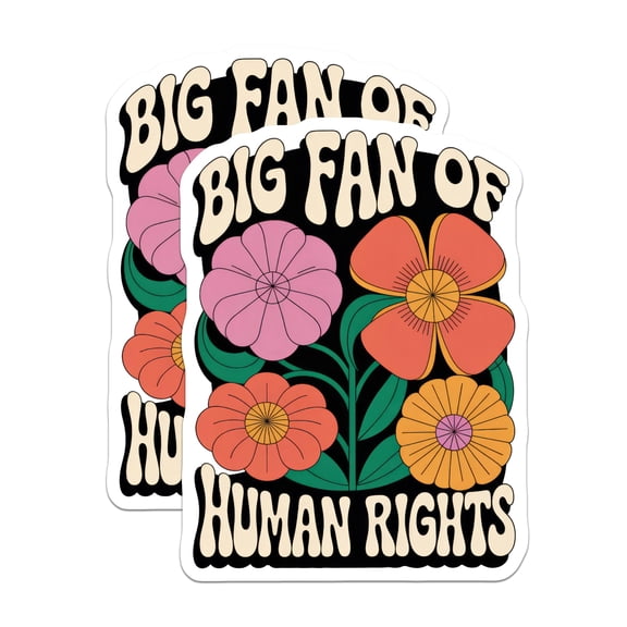 (2 Pack) Human Rights Stickers - Floral Equality Stickers - Big Fan of Stickers - 5" On Longest Side - Sticks to Smooth Flat Surfaces - Made in USA - BMCS14650