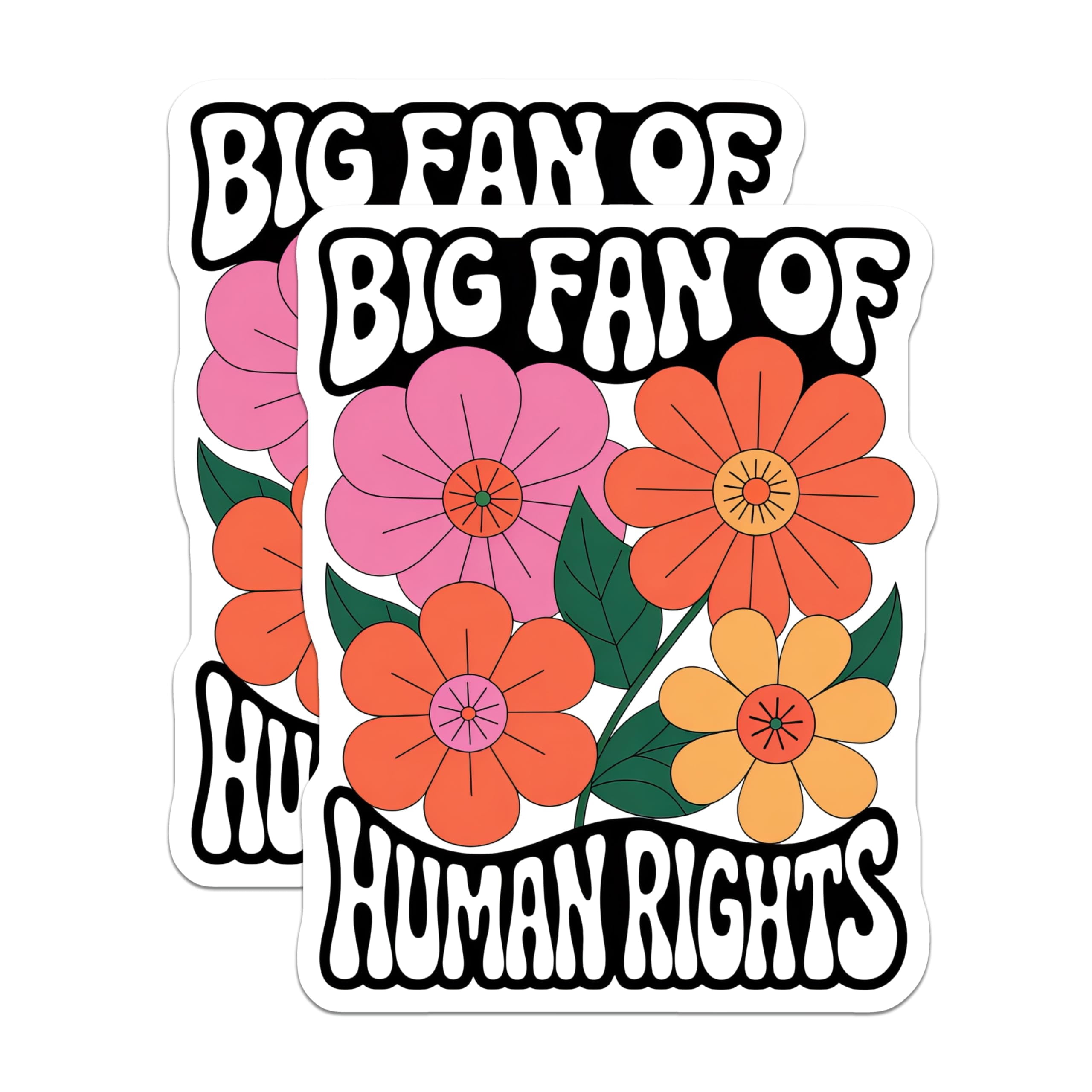(2 Pack) Human Rights Stickers - Floral Stickers - Retro Stickers - 5 ...