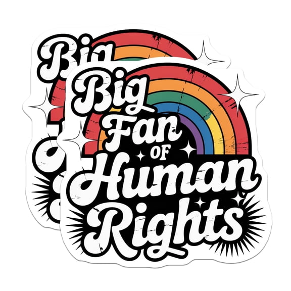 (2 Pack) Human Rights Stickers - Rainbow Pride - Equality Stickers - 5" On Longest Side - Sticks to Smooth Flat Surfaces - Made in USA - BMCS15000