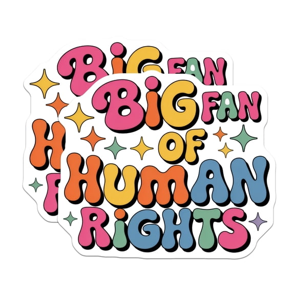 (2 Pack) Human Rights Stickers - Retro Rights Design - Equality Stickers- 5" On Longest Side - Sticks to Smooth Flat Surfaces - Made in USA - BMCS16205