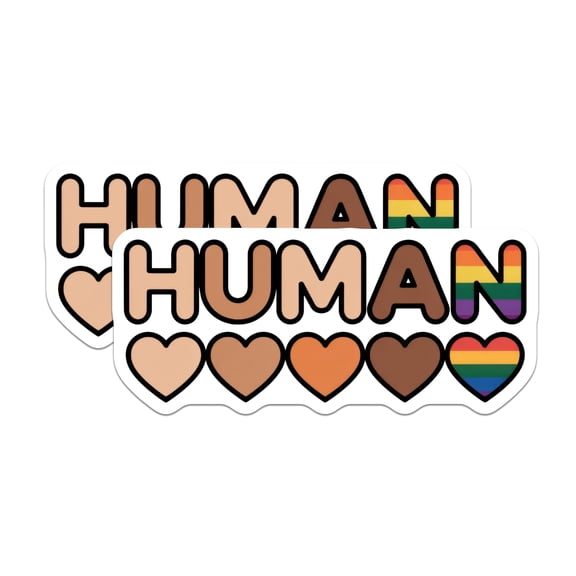 (2 Pack) Human Stickers - Equality Stickers - Diversity Sticker- 5" On Longest Side - Sticks to Smooth Flat Surfaces - Made in USA - BMCS16014