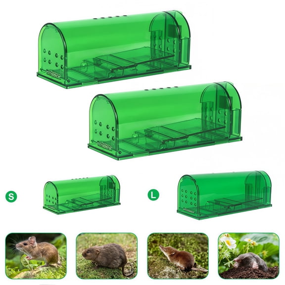 2-Pack Humane Mouse Trap – Live Catch and Release Trap for Indoor and Outdoor Use, Reusable No‑Kill Rodent Trap Safe for Pets and Children, Small