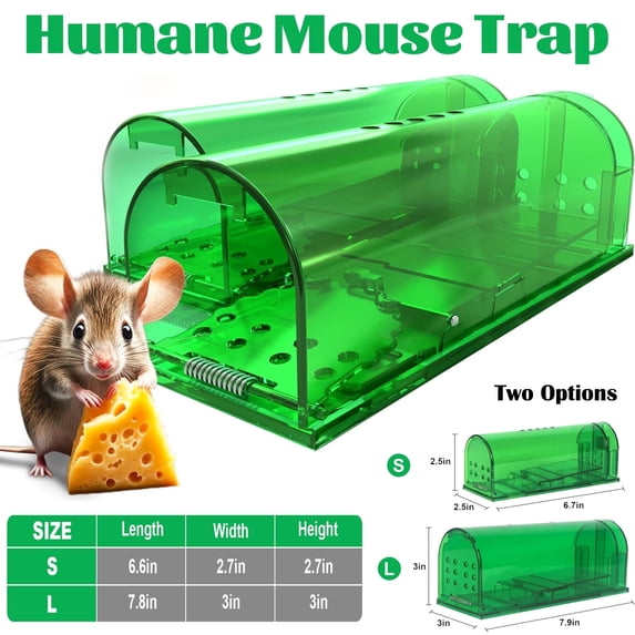 Gamexcel Catch and Release Mouse Trap, Reusable Humane Indoor Outdoor Trap, Safe for Kids and Pets, 2 Pack