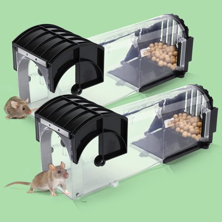 2 Pack Humane Mouse Traps for Indoors & Outdoors, Easy to Use, No Touch Release, Improved Highly Sensitive, Effective Quick Rodent Catcher Comes with 2 Cleaning Brushs and Instruction Manual
