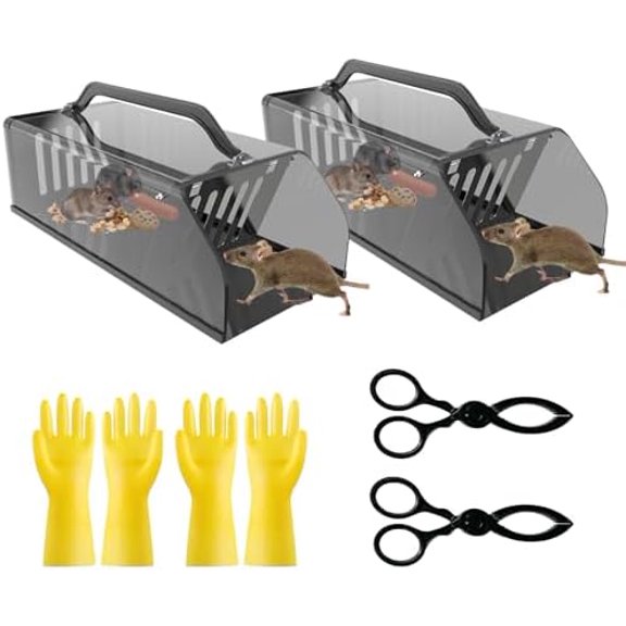 2 Pack Humane Rat Trap, Live Animal Trap Outdoor & Indoor Use, Reusable Automatic Continuous Mouse Cage Rodent Trap for Mice, Rats, Chipmunks, Voles, Easy Catch & Release$$Garden & Patio