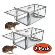 2 Pack Humane Rat Trap Outdoor, 11"×5.5"×4.3" Humane Mouse Traps Indoor, Small Rodent Chipmunk Squirrel Trap