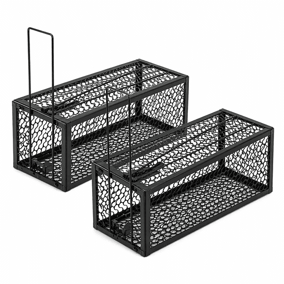 2 Pack Humane Rat Traps, Reusable Live Catch Mouse Traps for Indoor Outdoor Use, No Kill Rodent Trap Cage for Rats, Mice, Chipmunks and Small Squirrels
