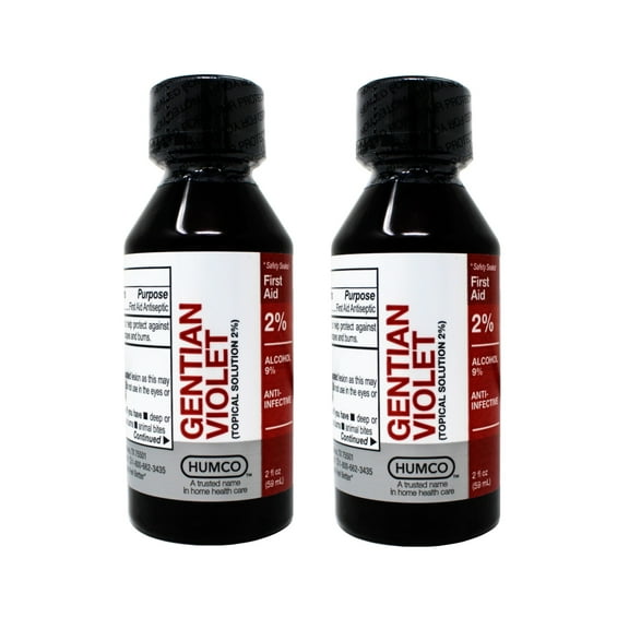 2 Pack - Humco Gentian Violet Topical Solution 2% 2oz Each